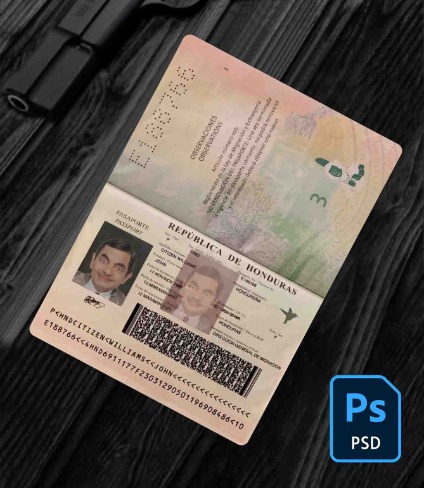 Honduras passport PSD